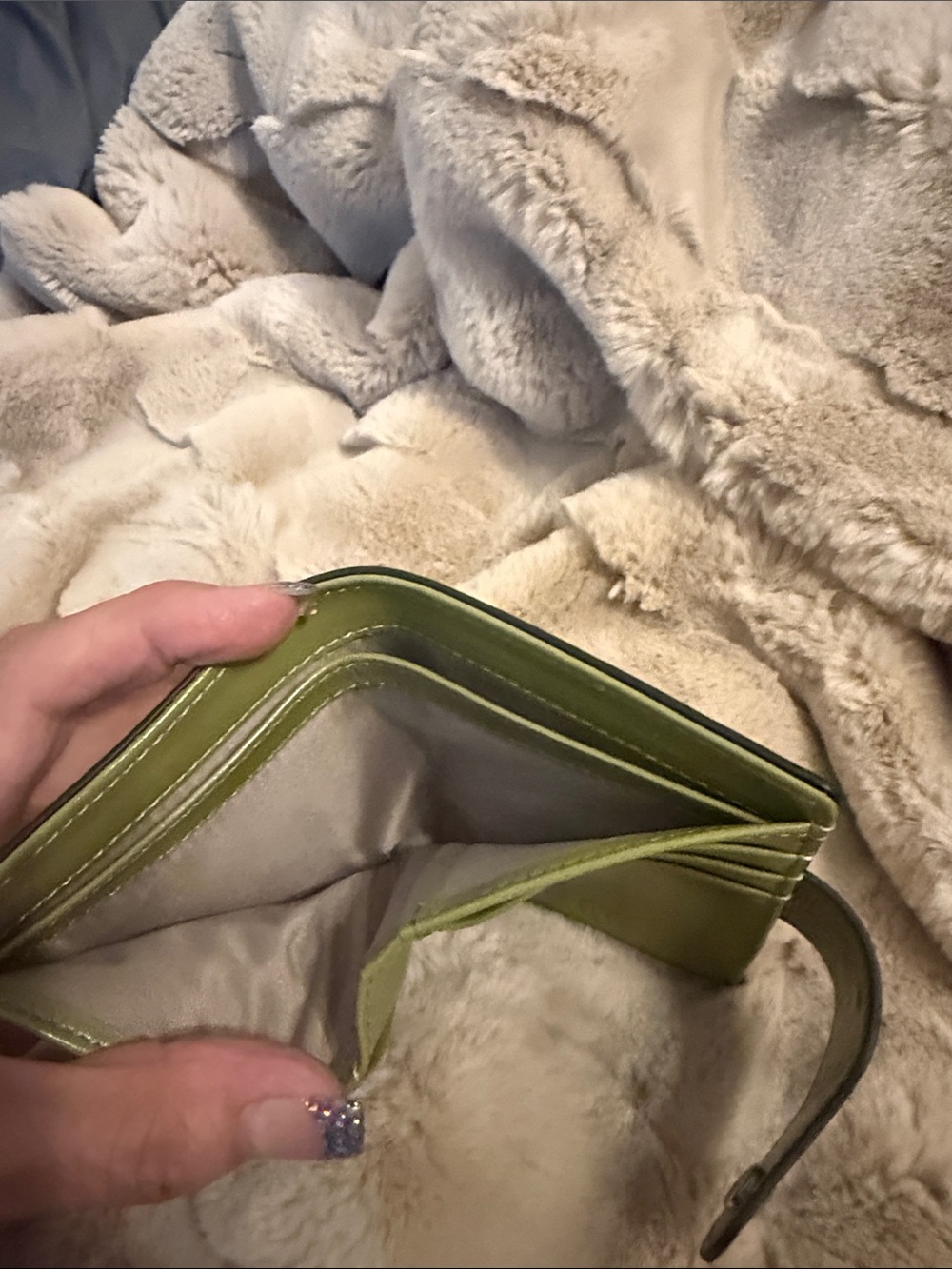 Green Leather Snap Wallet - Picture 4 of 5